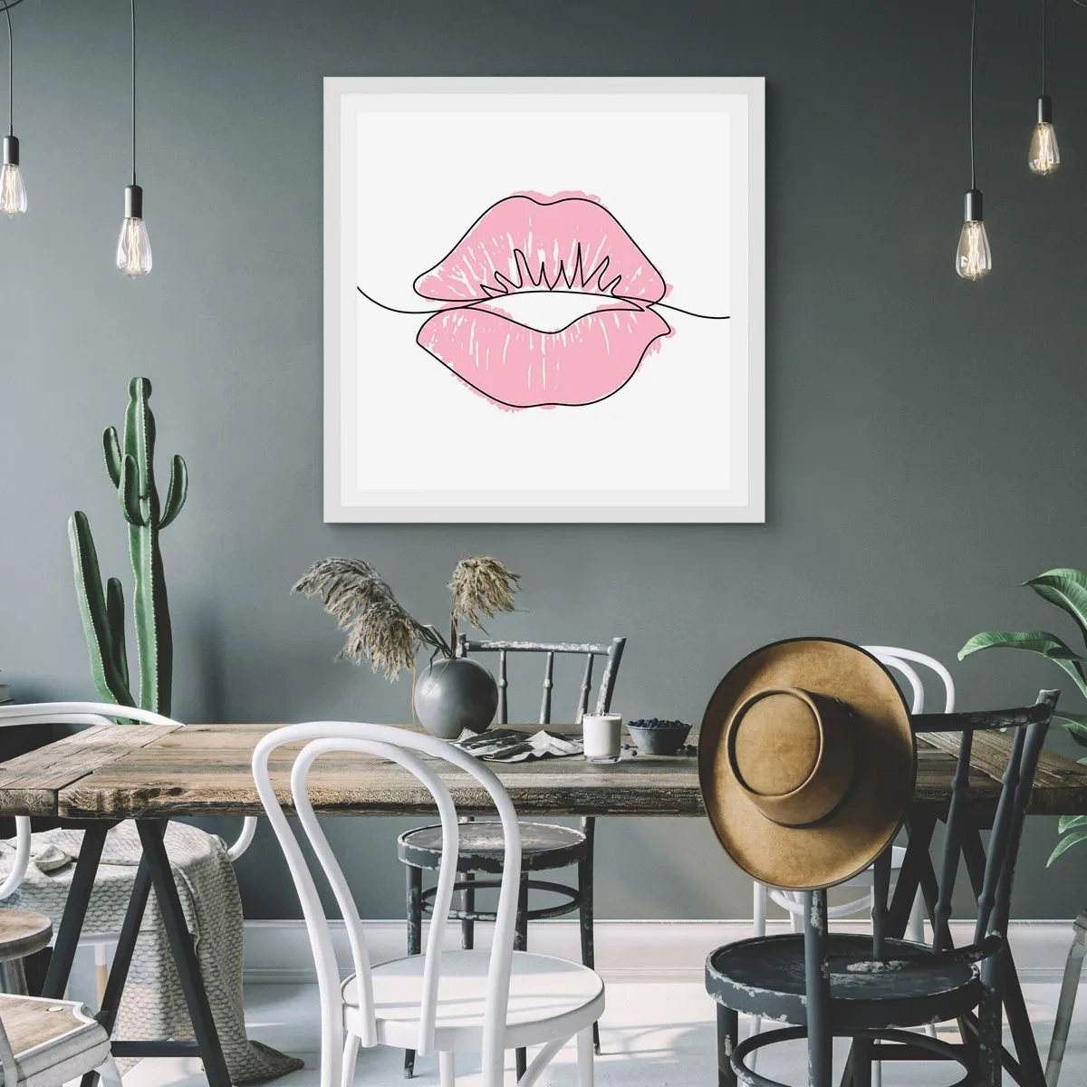 Plakat w białej ramie - Gotowy do pocałunku? - 30x30 cm