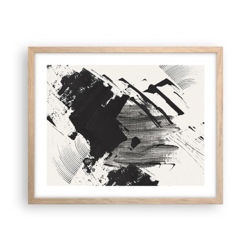 Plakat w ramie jasny dąb - Abstrakcja – ekspresja czerni - 50x40 cm