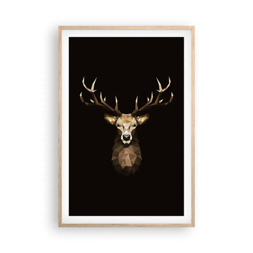 Plakat w ramie jasny dąb - Kubistyczny jeleń - 61x91 cm