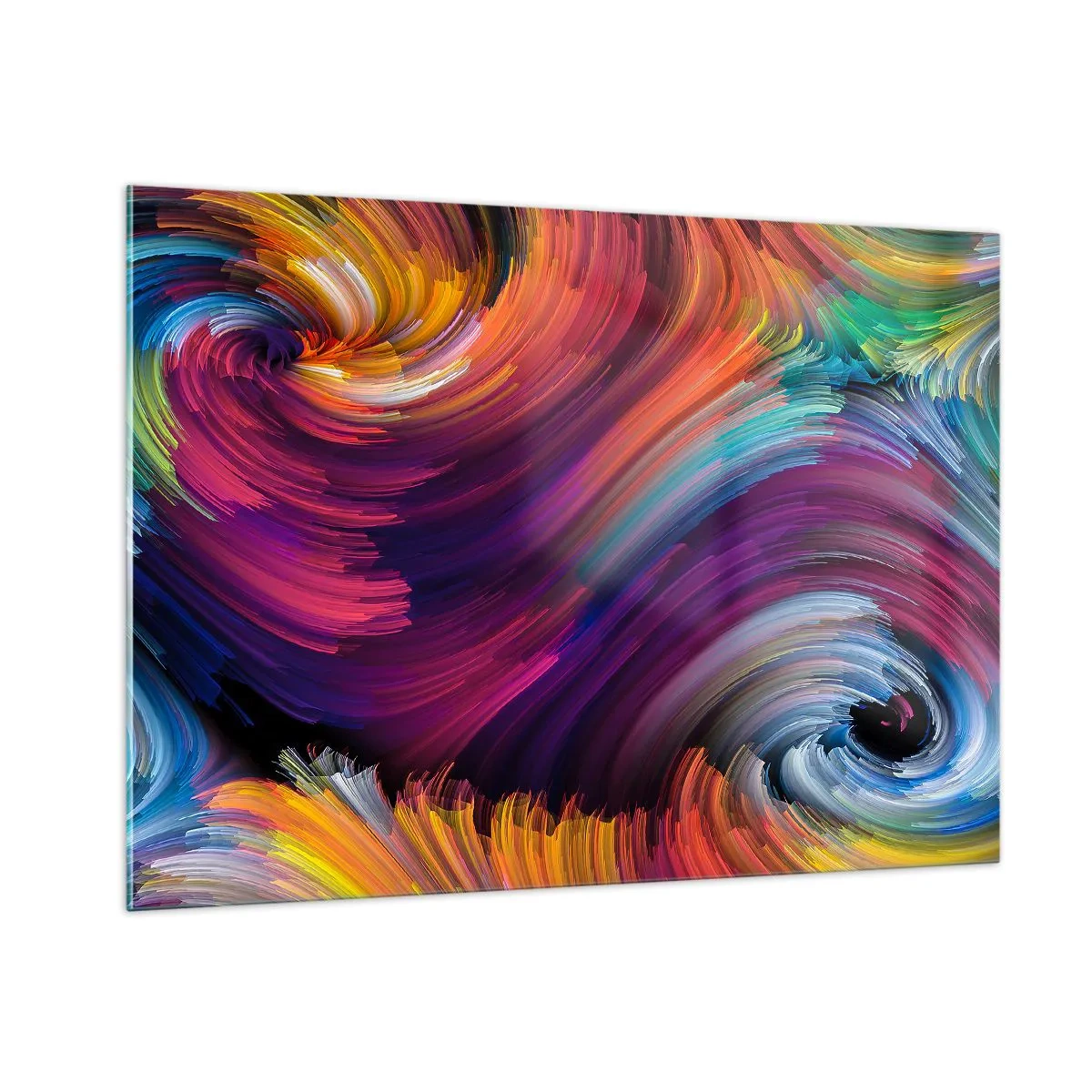Obraz na szkle - Kolorowe wiry i dynamiczne pociągnięcia pędzla w abstrakcji - 100x70cm - Początek nowego świata - Nowoczesna dekoracja ścienna do salonu, kuchni i sypialni ARTTOR