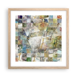 Plakat w ramie jasny dąb - Geometryczne przetasowanie - 40x40 cm