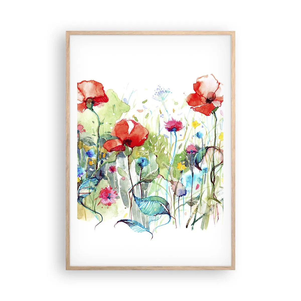 Plakat w ramie jasny dąb - Kwitnąca majem łąka - 70x100 cm