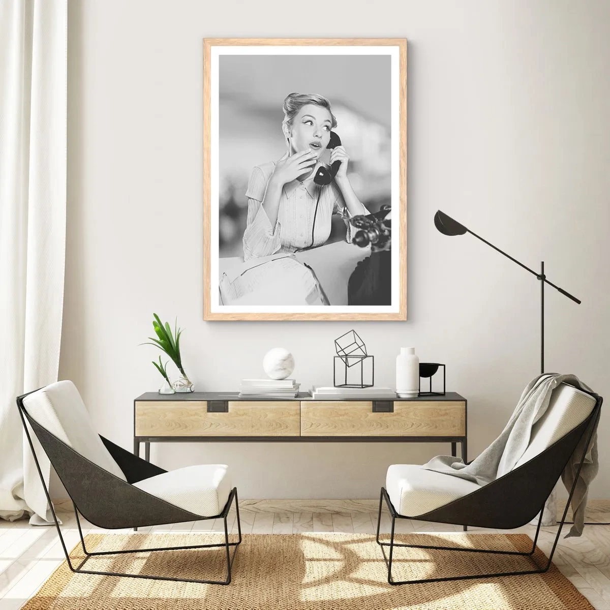 Plakat w ramie jasny dąb - Halo, tu lata 50. - 61x91 cm