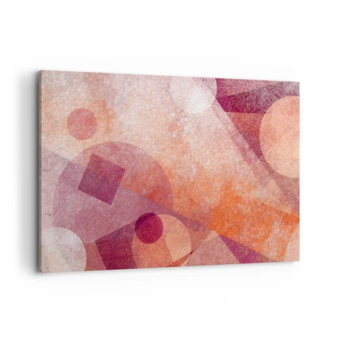 Obraz na płótnie - Abstrakcyjne kształty geometryczne w pastelowych odcieniach różu - 120x80cm - Przekształcenia geometryczne w różu - Nowoczesna dekoracja ścienna do salonu, kuchni i sypialni ARTTOR