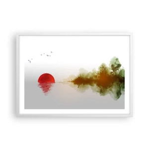 Plakat w białej ramie - Obietnica spokoju - 70x50 cm