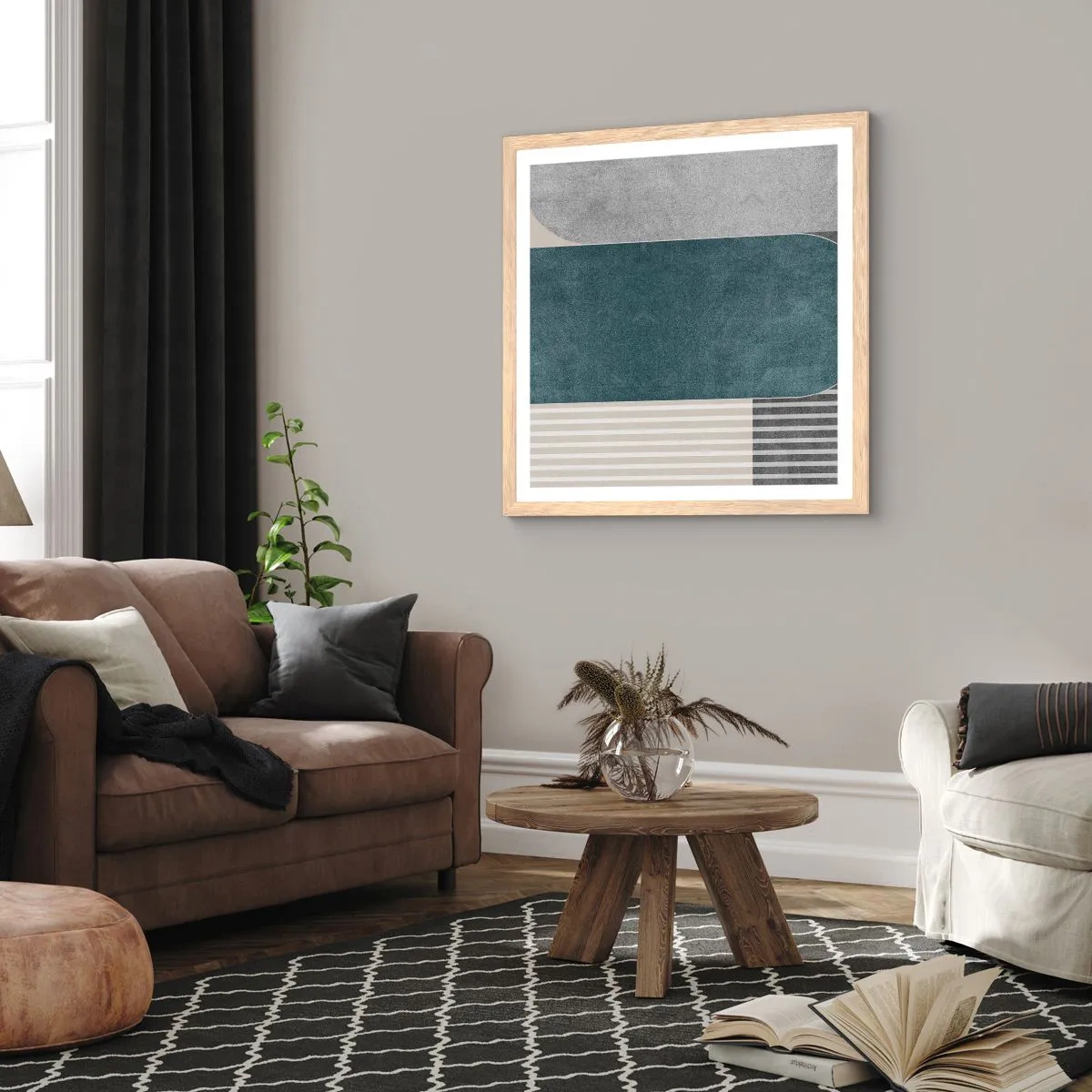 Plakat w ramie jasny dąb - Kompozycja na poziomie - 50x50 cm