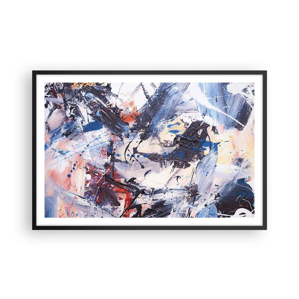 Plakat w czarnej ramie - Szalony taniec abstrakcji - 91x61 cm