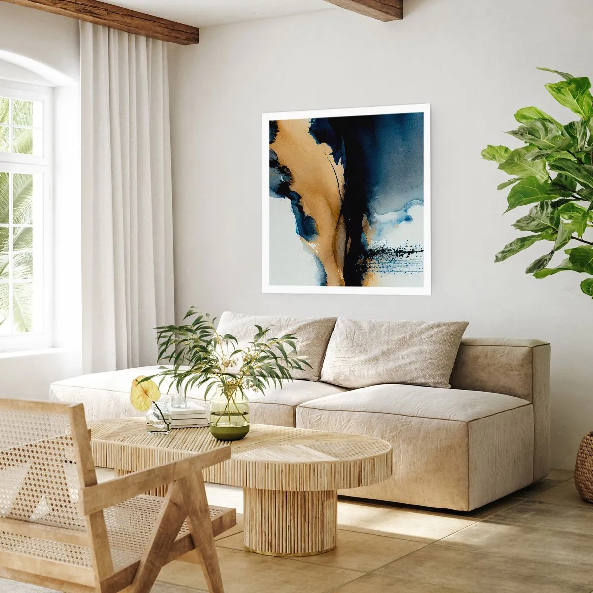 Plakat - Za zasłoną - 50x50 cm