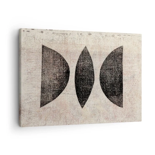 Obraz na płótnie - Etniczne kształty w ciemnych tonacjach na jasnym tle - 70x50cm - Etniczna abstrakcja - Nowoczesna dekoracja ścienna do salonu i sypialni ARTTOR