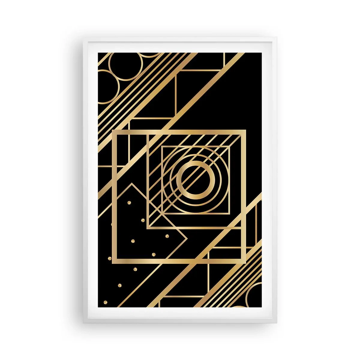 Plakat w białej ramie - Złota geometria - 61x91 cm