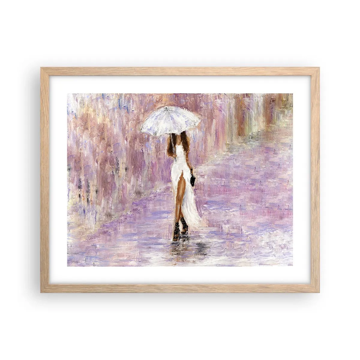 Plakat w ramie jasny dąb - W liliowym deszczu - 50x40 cm