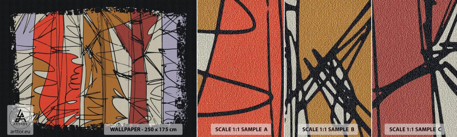 Fototapeta Próbka Premium Canvas - Kompozycja spontaniczna - Abstrakcja, Sztuka, Bazgroły - 100x30 cm