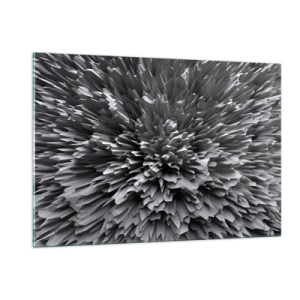 Obraz na szkle - Abstrakcyjna czarno-biała struktura 3D z ostrymi krawędziami - 120x80cm - Już ostrzej się nie da - Nowoczesna dekoracja ścienna do salonu, kuchni i sypialni ARTTOR