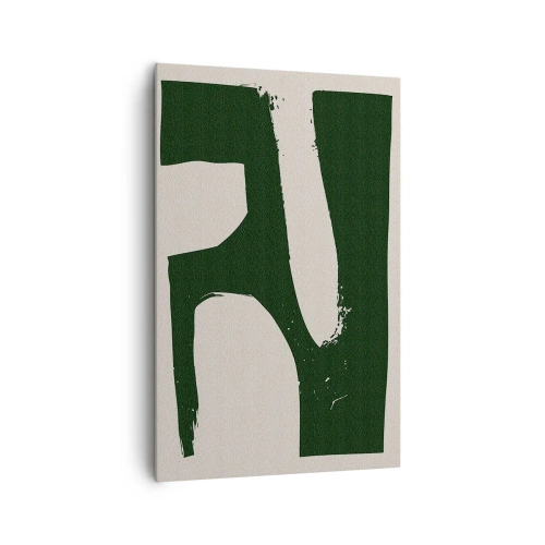 Obraz na płótnie - Minimalistyczny abstrakt w zieleni na jasnym tle - 80x120cm - Zatoki bieli - Nowoczesna dekoracja ścienna do salonu i sypialni ARTTOR