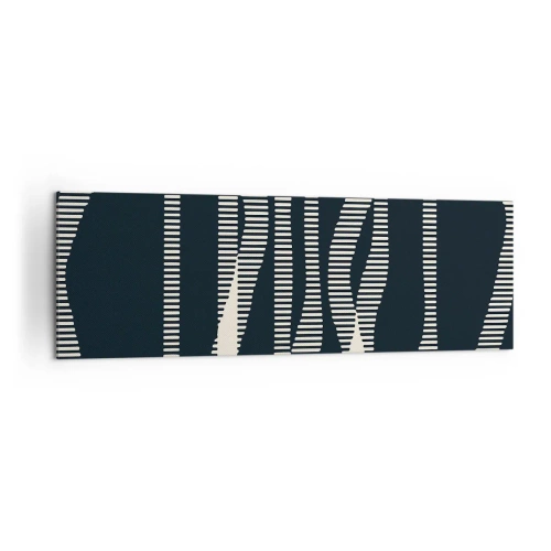 Obraz na płótnie - Geometryczne linie w jasnych odcieniach na ciemnym tle - 160x50cm - Próba przełamania ciemności - Nowoczesna dekoracja ścienna do salonu i sypialni ARTTOR