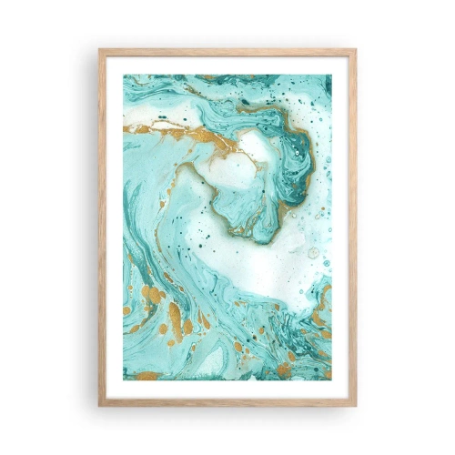 Plakat w ramie jasny dąb - Pod wielką falą z epoki Edo - 50x70 cm