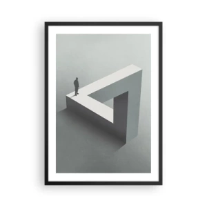 Plakat w czarnej ramie - Postać na niemożliwej figurze geometrycznej - 50x70cm - A jednak możliwe - Nowoczesna dekoracja ścienna do salonu i sypialni ARTTOR