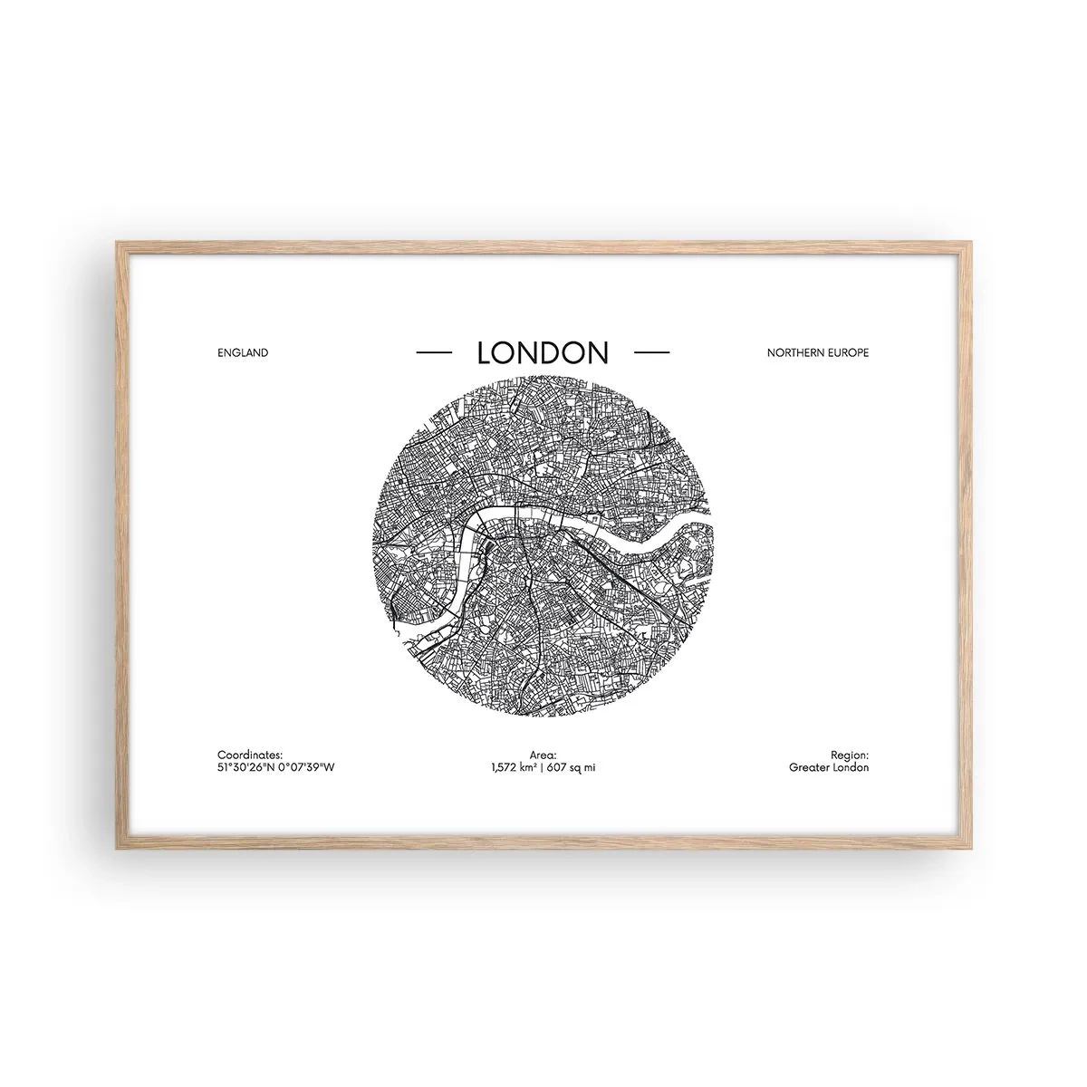 Plakat w ramie jasny dąb - Anatomia Londynu - 100x70 cm