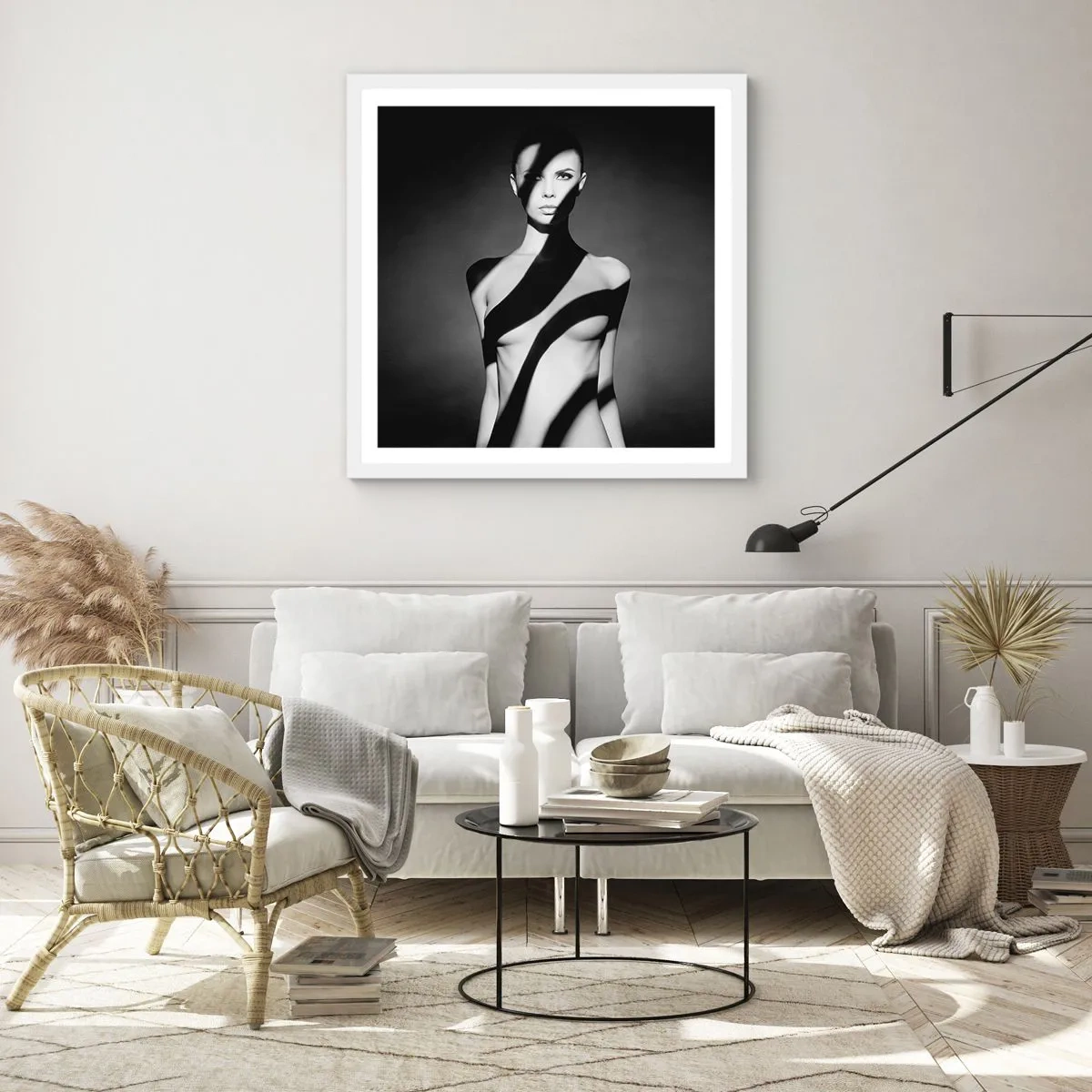 Plakat w białej ramie - W blasku i w cieniu - 60x60 cm