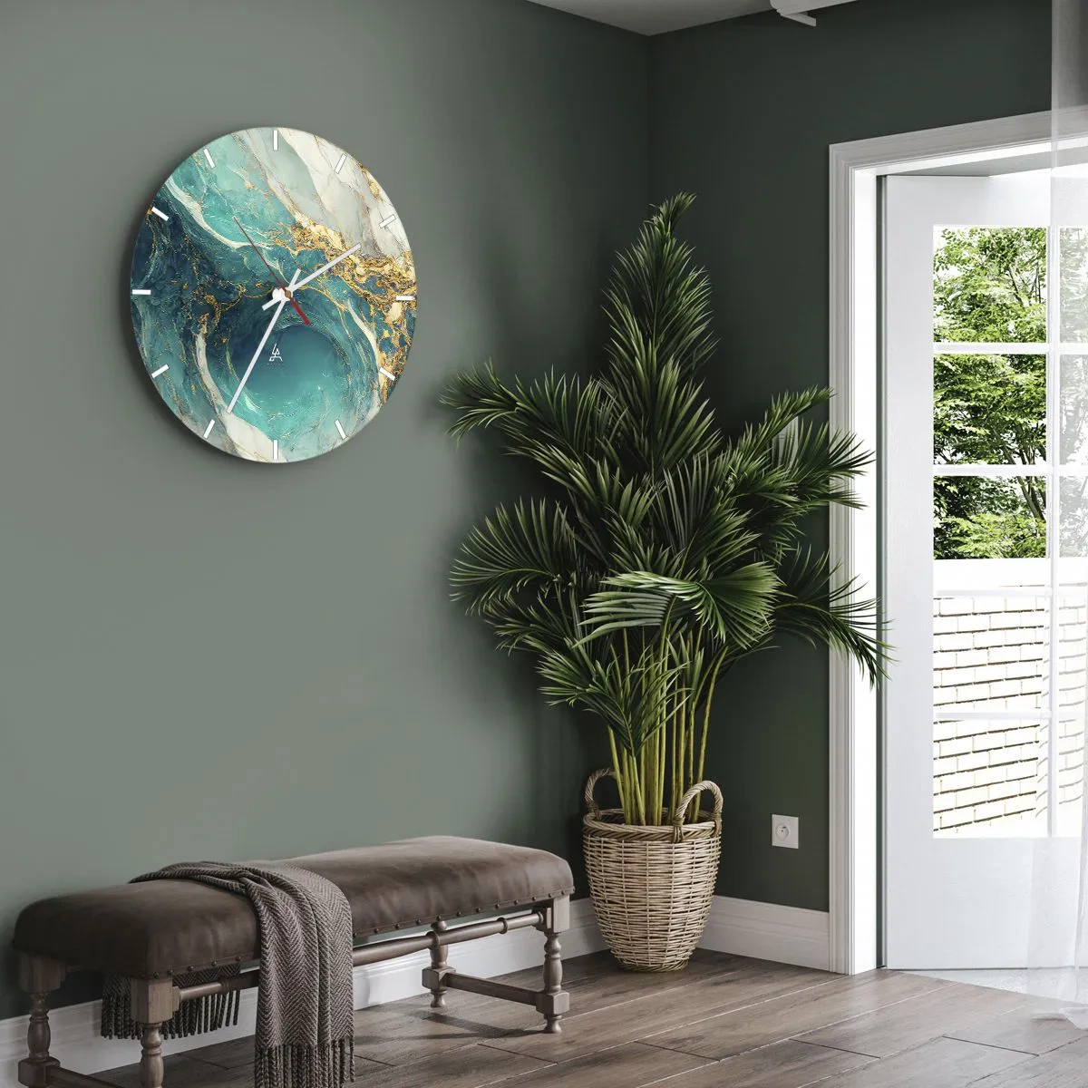 Zegar ścienny - Kompozycja z żyłami złota - 40x40 cm