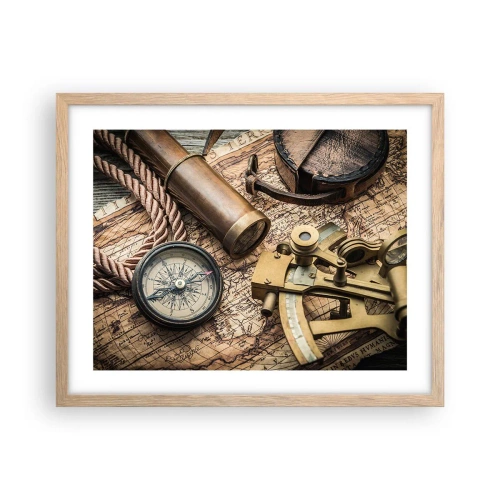 Plakat w ramie jasny dąb - Wyznacz kurs - 50x40 cm