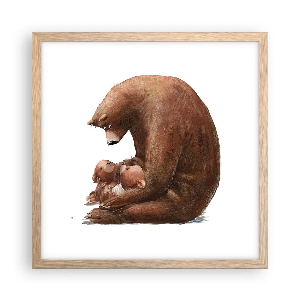 Plakat w ramie jasny dąb - Słodkich snów, dzieciaki - 40x40 cm