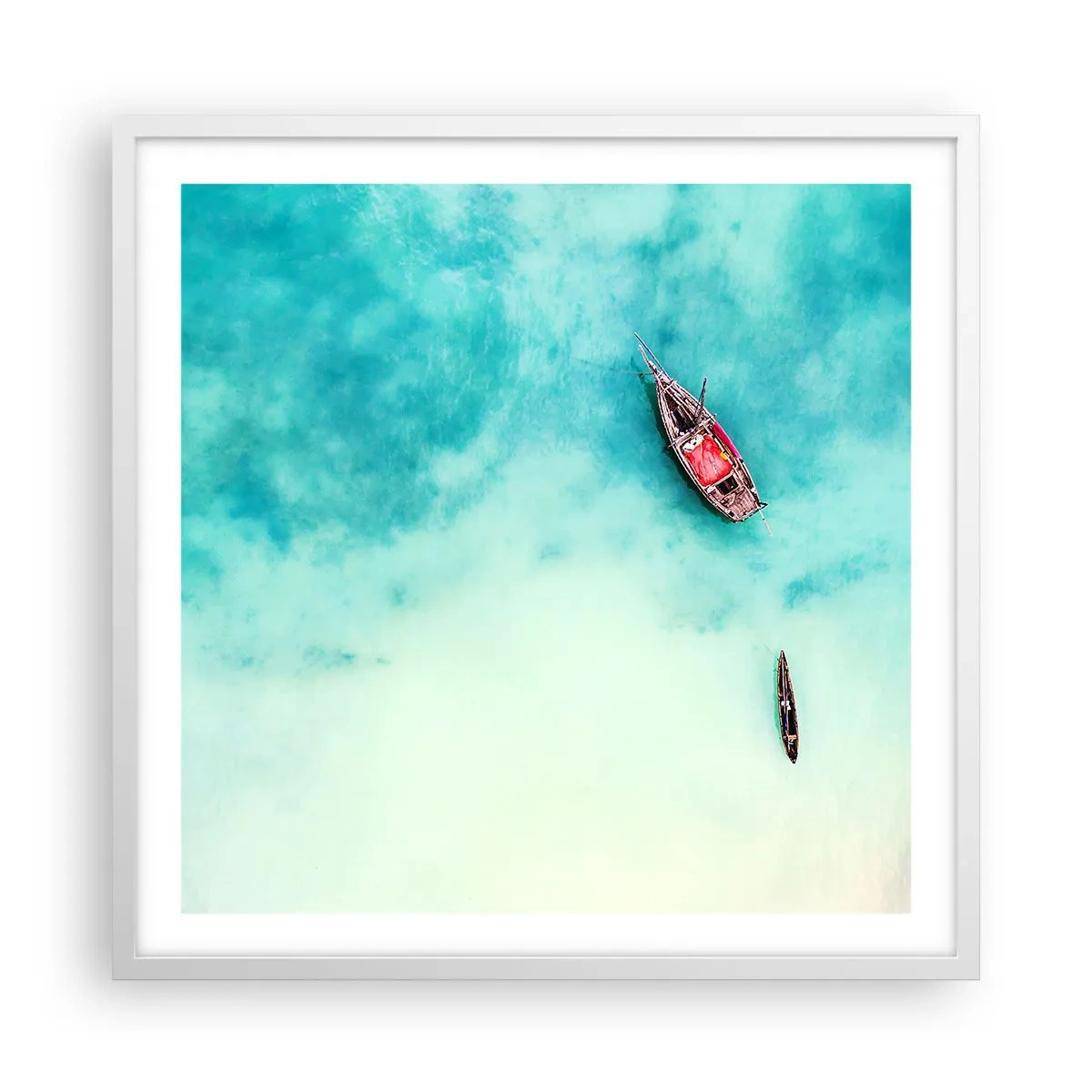 Plakat w białej ramie - Bo na plażach Zanzibaru, kiedy nadmiar wód… - 60x60 cm