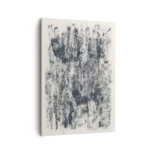 Obraz na płótnie - Abstrakcyjna kompozycja w stylu pointylizmu w odcieniach czerni i bieli - 50x70cm - Mglista kompozycja - Nowoczesna dekoracja ścienna do salonu, kuchni i sypialni ARTTOR