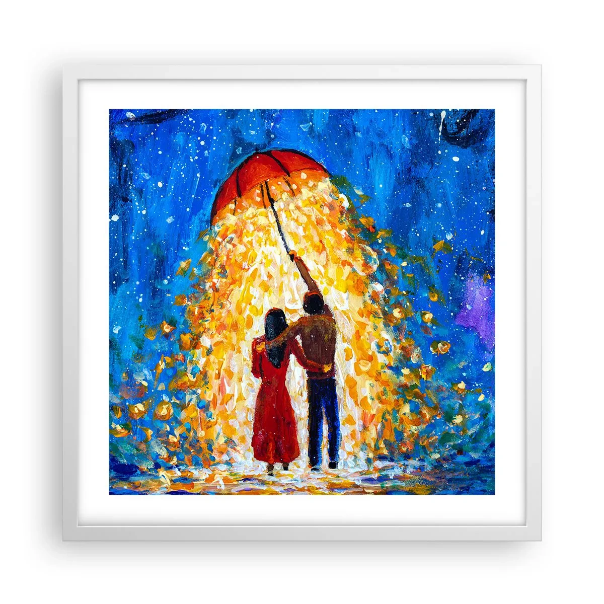 Plakat w białej ramie - Magia deszczowego wieczoru? - 50x50 cm