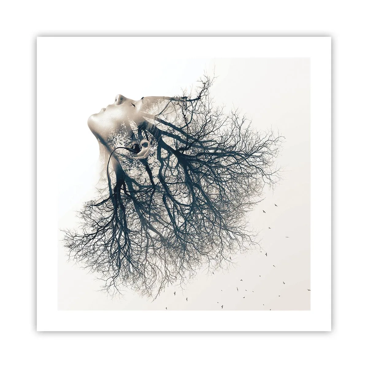 Plakat - Zasłuchana w szept drzewa - 50x50 cm