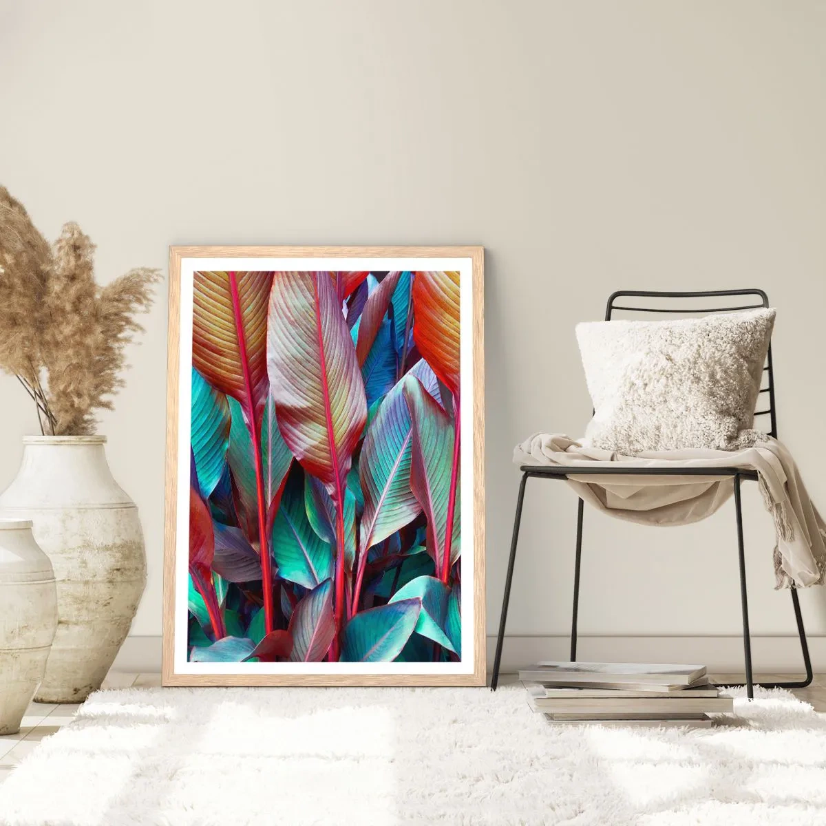 Plakat w ramie jasny dąb - Kolorowy gąszcz - 50x70 cm