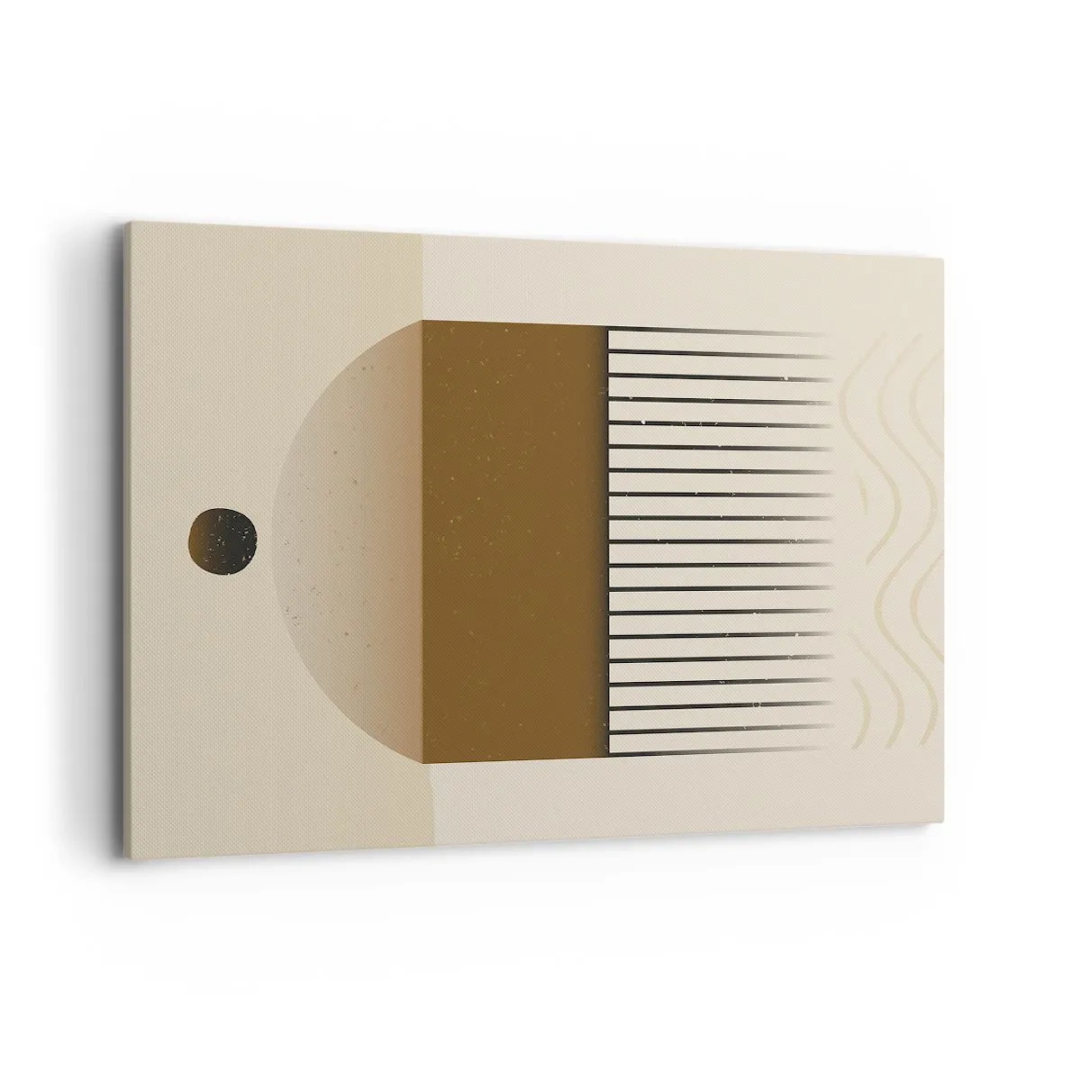 Obraz na płótnie - Abstrakcyjna kompozycja geometryczna w beżach i brązach - 100x70cm - Różne stany - Nowoczesna dekoracja ścienna do salonu, kuchni i sypialni ARTTOR