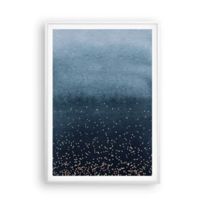 Plakat w białej ramie - Kompozycja – niebieskie fazy - 70x100 cm