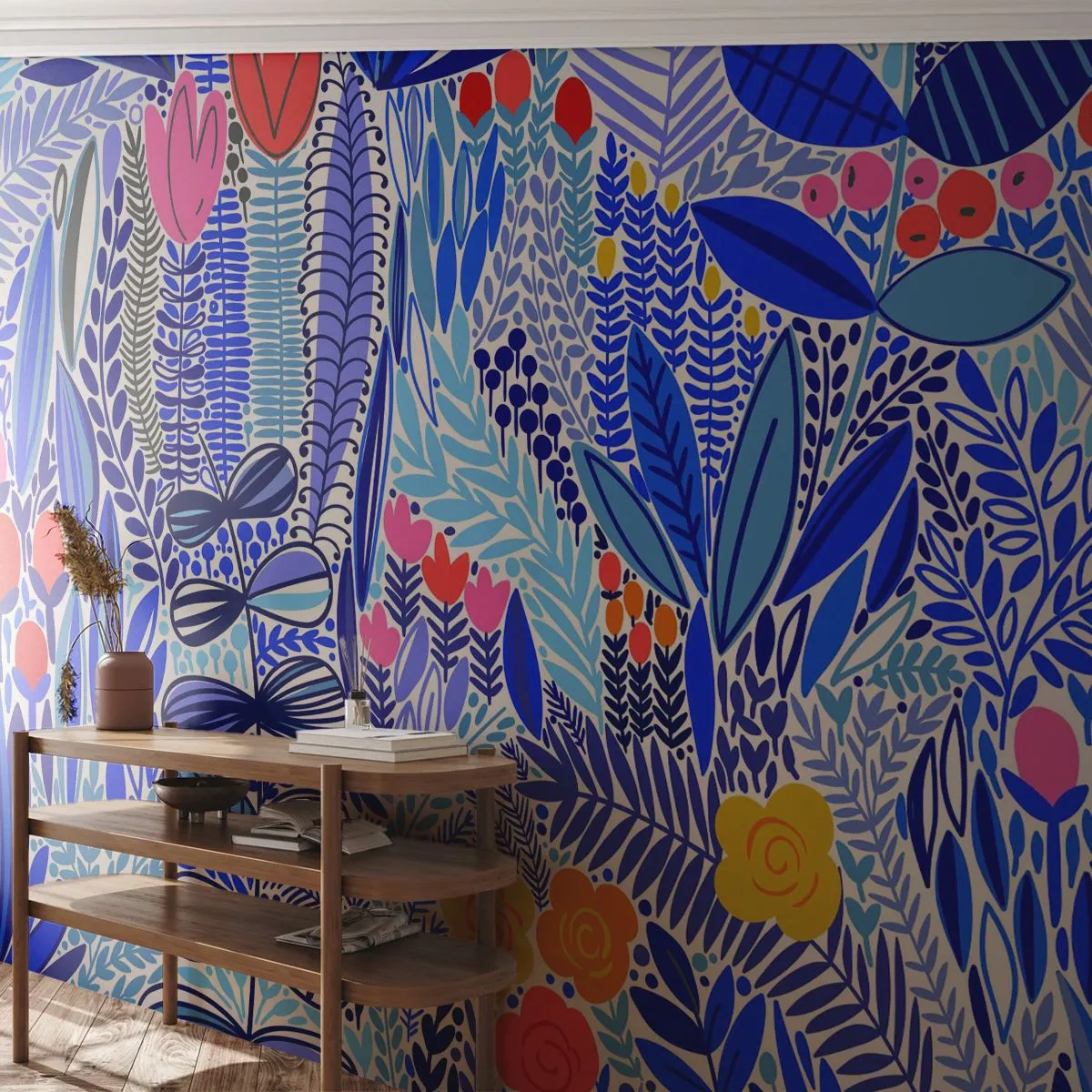 Fototapeta Samoprzylepna Deluxe Sticker - Hawajski ogród - Kwiaty, Liście, Łąka - 100x70 cm