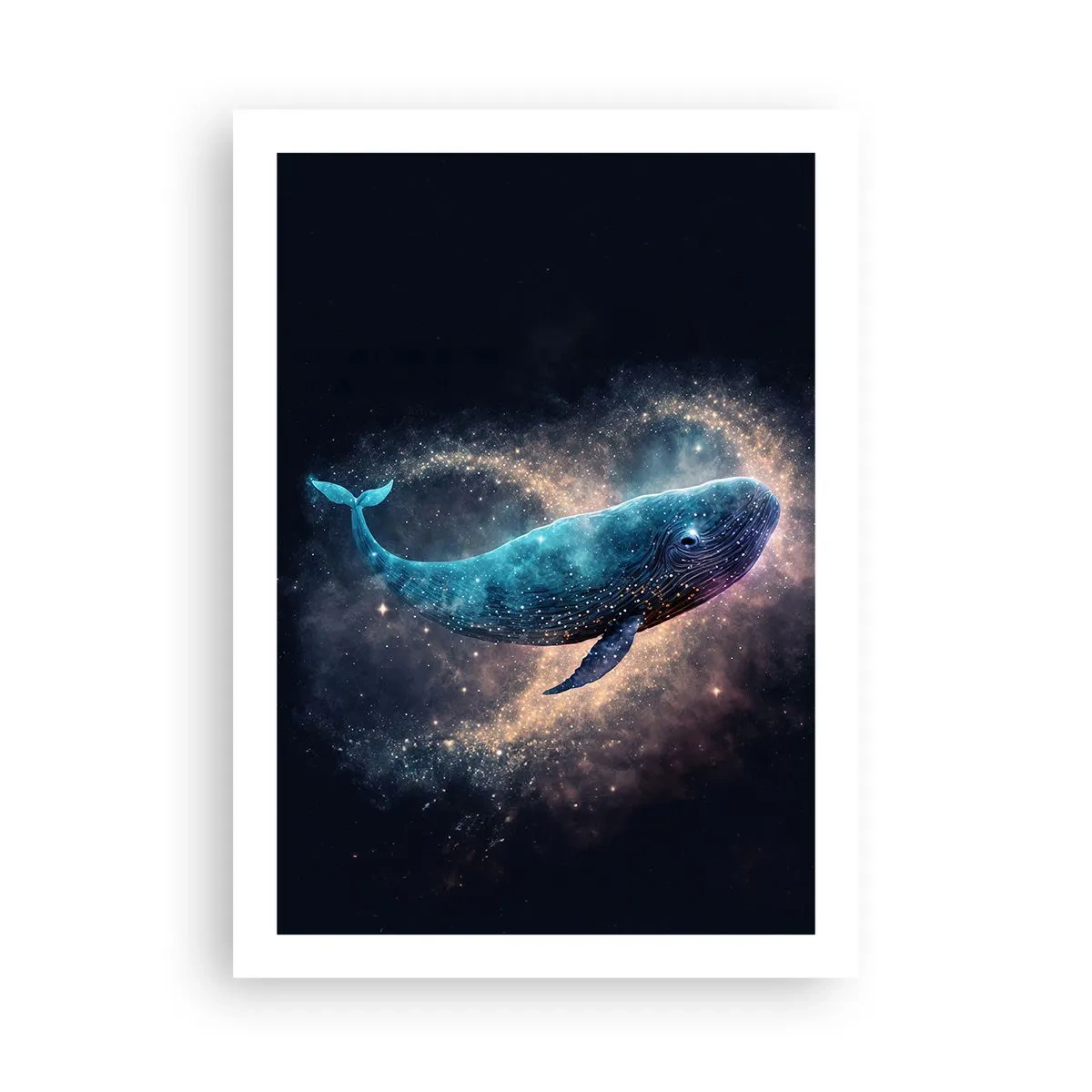 Plakat - Kosmiczny wieloryb otoczony gwiezdną mgławicą na czarnym tle - 50x70cm - Jest taki świat… - Nowoczesna dekoracja ścienna do salonu, kuchni i sypialni ARTTOR