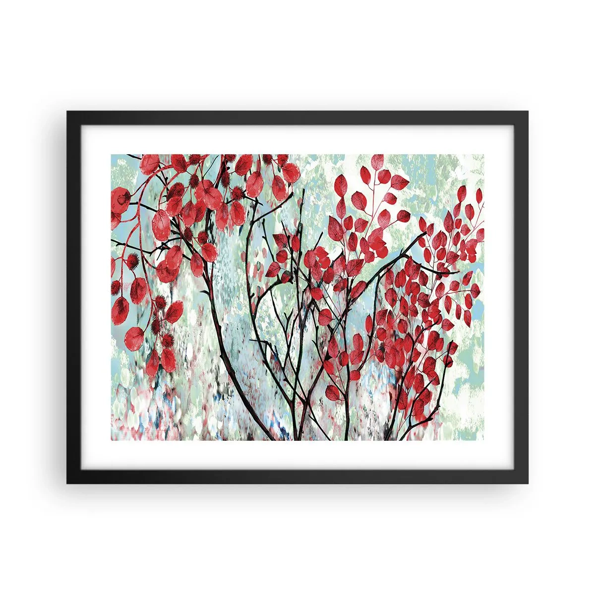 Plakat w czarnej ramie - Drzewo w szkarłacie - 50x40 cm
