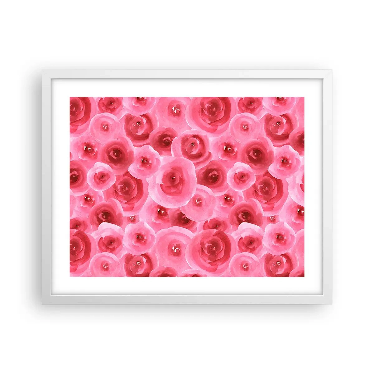 Plakat w białej ramie - Róże na dole i na górze - 50x40 cm