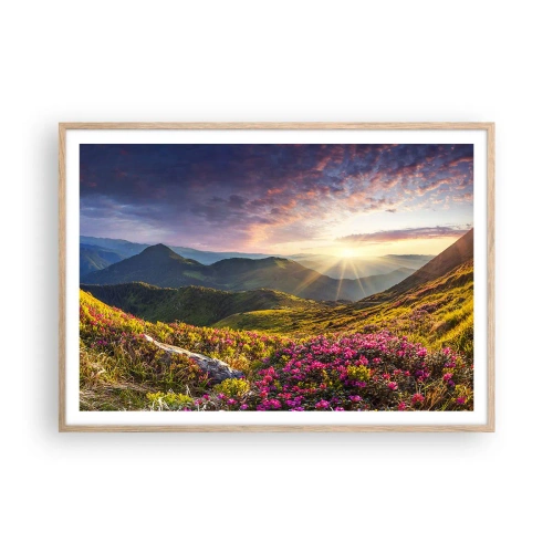 Plakat w ramie jasny dąb - Świeżość górskiego poranka - 100x70 cm