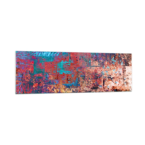 Obraz na szkle - Abstrakcyjna kompozycja z mieszanką intensywnych kolorów - 160x50cm - Pamięć i niepamięć - Nowoczesna dekoracja ścienna do salonu i sypialni ARTTOR
