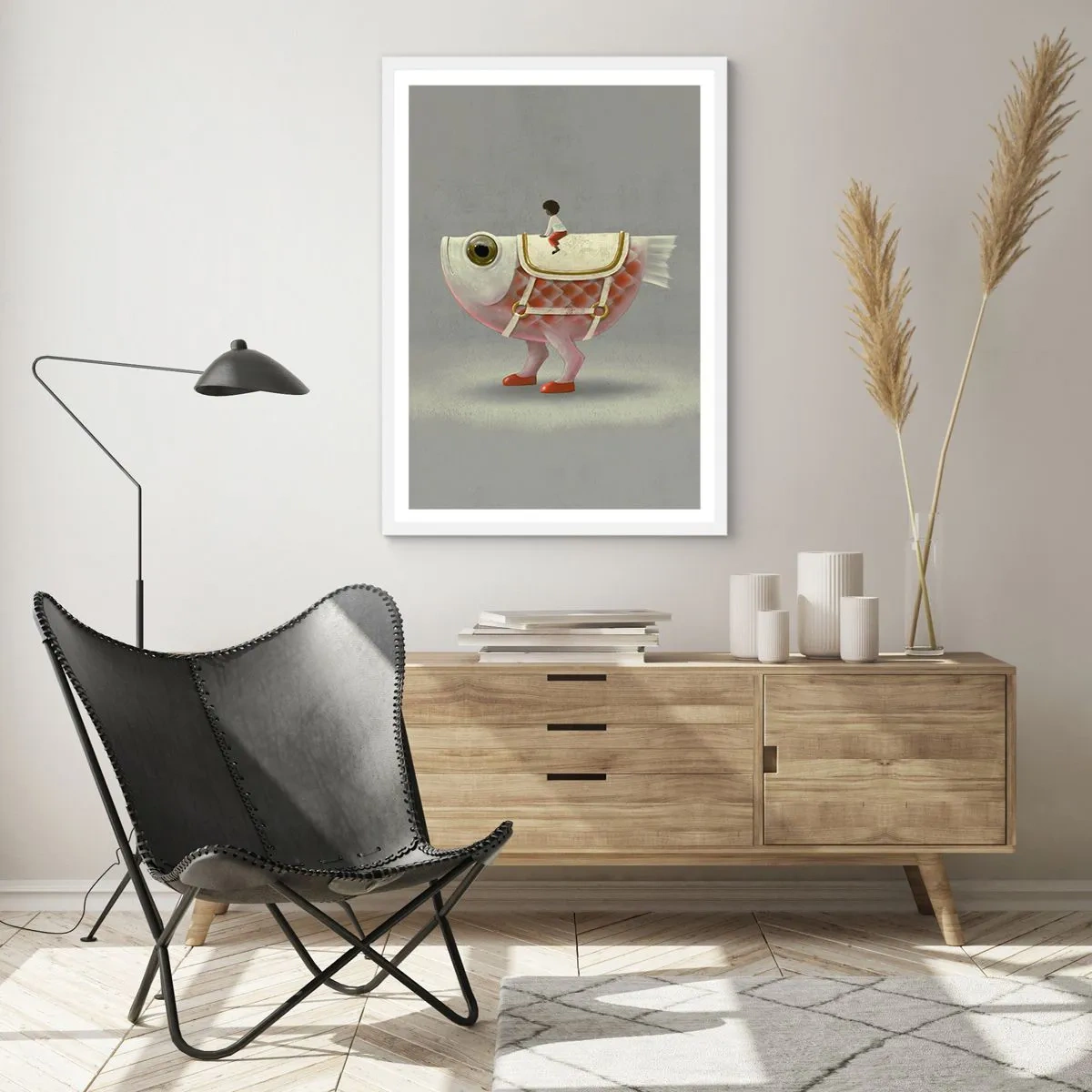 Plakat w białej ramie - Ryboński jeździec - 40x50 cm