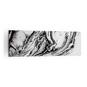Obraz na płótnie - Abstrakcyjny marmurkowy wzór w czerni i bieli - 160x50cm - Na poczatku był chaos - Nowoczesna dekoracja ścienna do salonu i sypialni ARTTOR