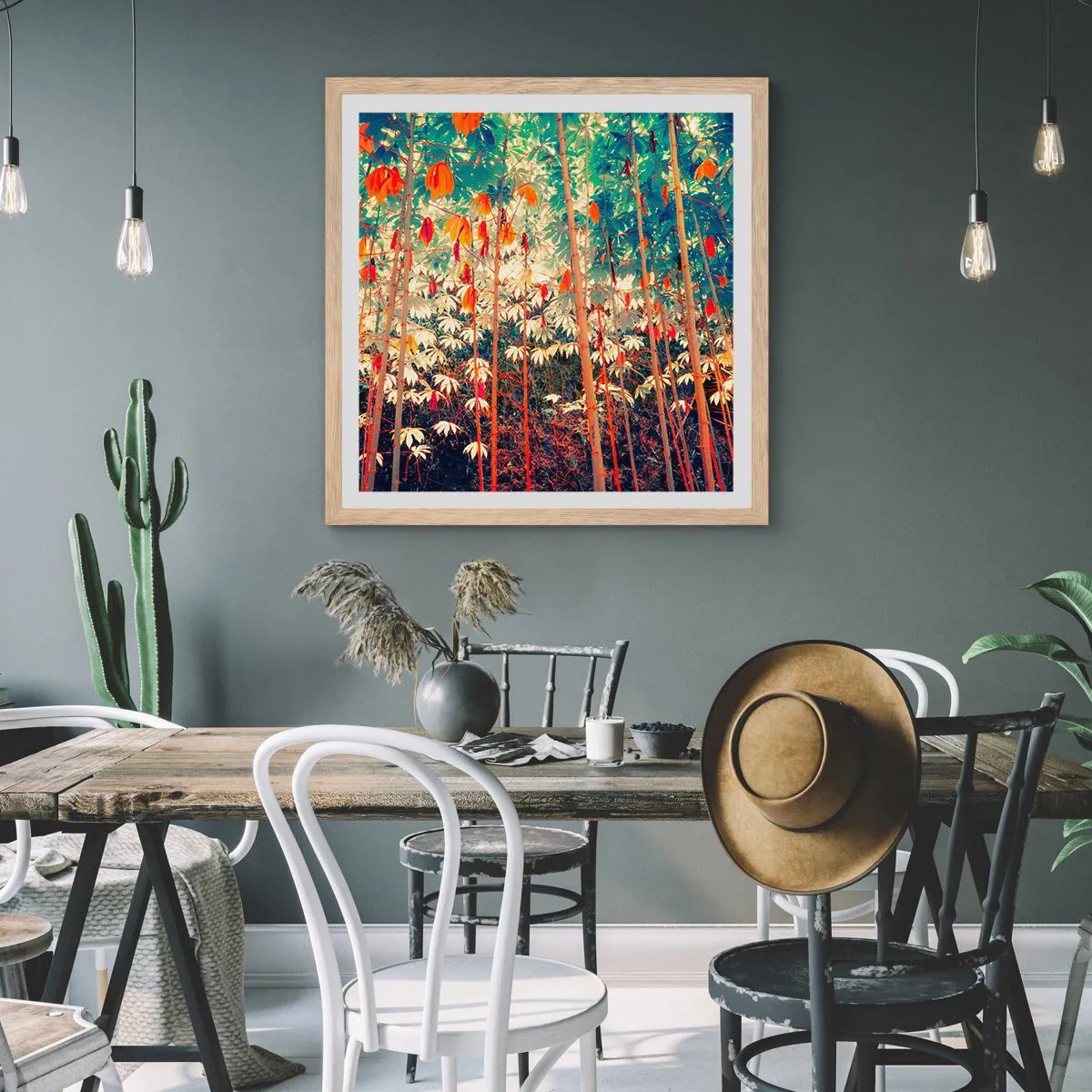 Plakat w ramie jasny dąb - Tajemne życie liści - 50x50 cm