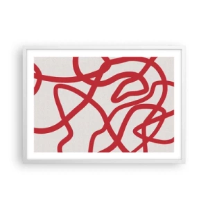 Plakat w białej ramie - Czerwono na białym - 70x50 cm