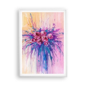 Plakat w białej ramie - Różana fontanna - 70x100 cm