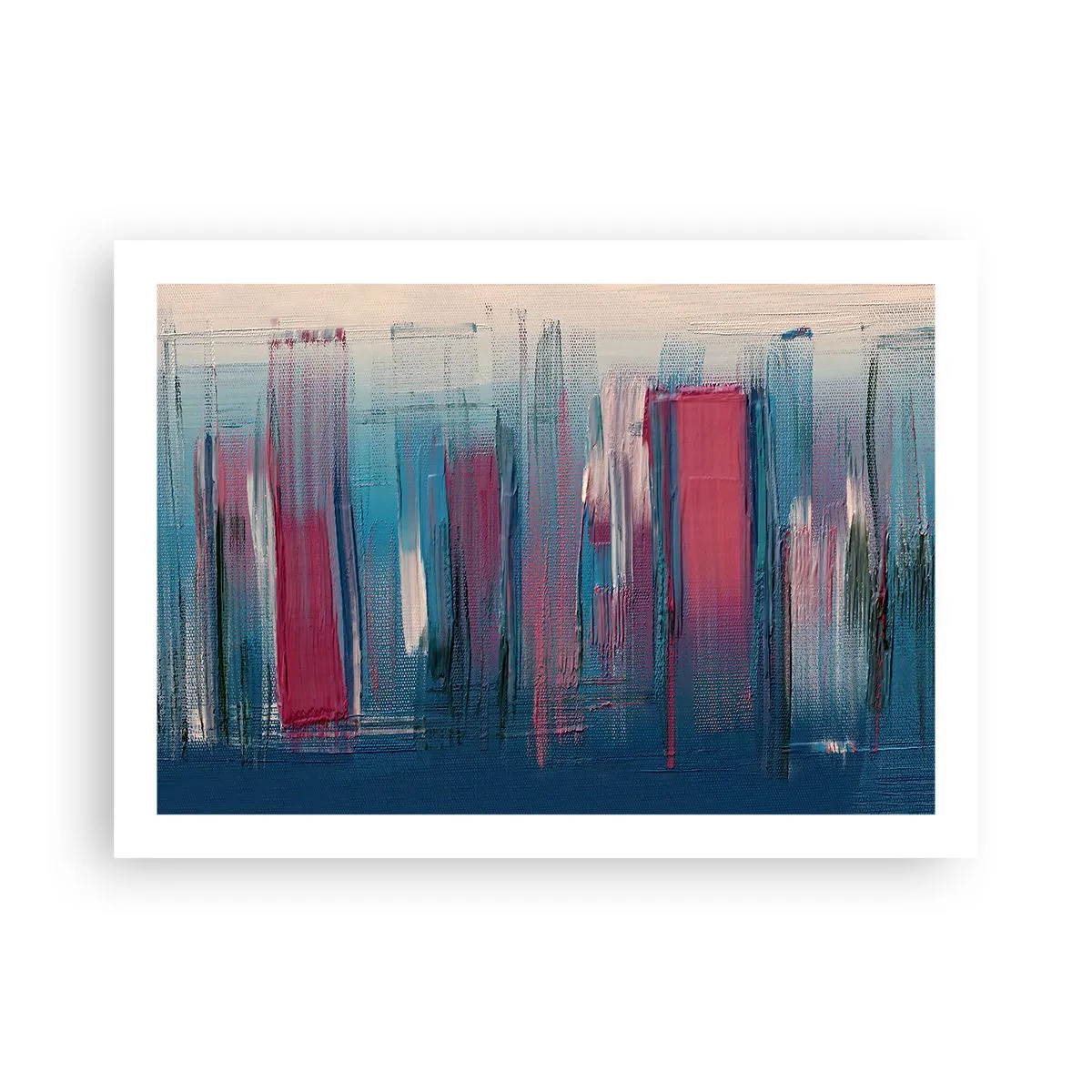 Plakat - Kompozycja wertykalna w błękicie i czerwieni - 70x50 cm