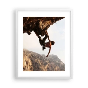 Plakat w białej ramie - Świat skurczony w garści na obrywie głazu - 40x50 cm