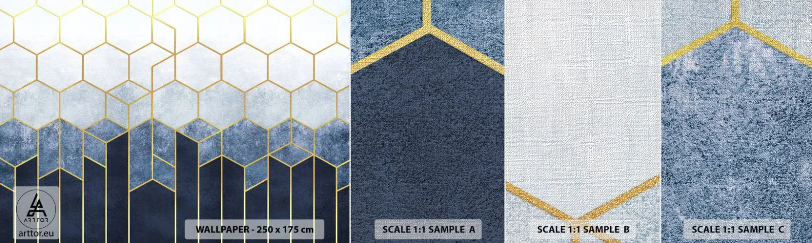 Fototapeta Próbka Premium Canvas - Kompozycja w synkopowym rytmie - Abstrakcja, Sztuka, Hexagon - 100x30 cm