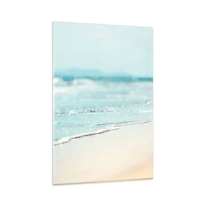 Obraz na szkle - Delikatne fale oceanu na piaszczystej plaży - 80x120cm - Ciepło i szum - Nowoczesna dekoracja ścienna do salonu i sypialni ARTTOR