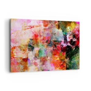 Obraz na płótnie - Abstrakcyjna kompozycja z dominującymi różowymi i czerwonymi tonami - 120x80cm - Podróż poprzez róż - Nowoczesna dekoracja ścienna do salonu, kuchni i sypialni ARTTOR