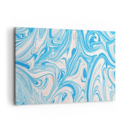 Obraz na płótnie - Abstrakcyjne niebieskie i białe wiry w stylu marmuru - 120x80cm - Rozlewisko w turkusie - Nowoczesna dekoracja ścienna do salonu, kuchni i sypialni ARTTOR